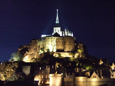 Mont Saint-Michel in dark, France