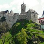 12th century gothic Castle Loket with historical village in Czech republic