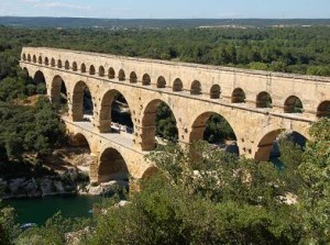 Aqueduct Pont du Gard - ancient Roman aqueduct bridge in Provence, France