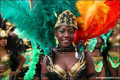 A dancer at Notting Hill Carnival, London, UK