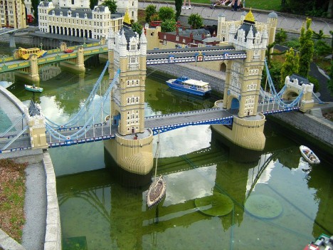 Model of Tower Bridge in Miniland, Legoland Windsor, England, UK