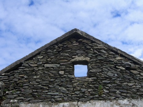 Roofless stone house