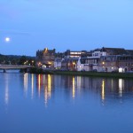 Inverness reflects in the Ness, Scotland, UK