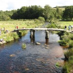 The old clapper bridge at Postbridge in Dartmoor National Park, UK