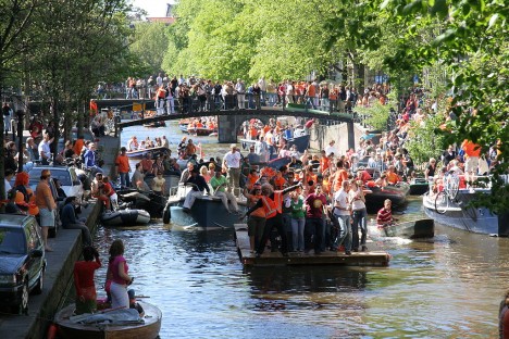 Koninginnedag (Queen's Day) - a national holiday, Amsterdam, The Netherlands