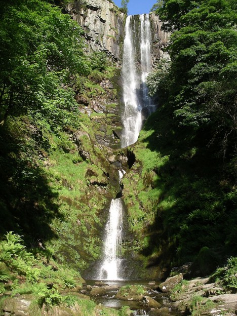 Llanrhaedr Waterfall, Wales, UK