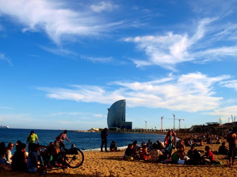 Barceloneta beach in Barcelona, Spain