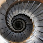 Stairs in the Monument to the Great Fire of London, England, UK