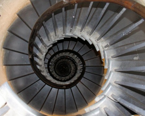 Stairs in the Monument to the Great Fire of London, England, UK